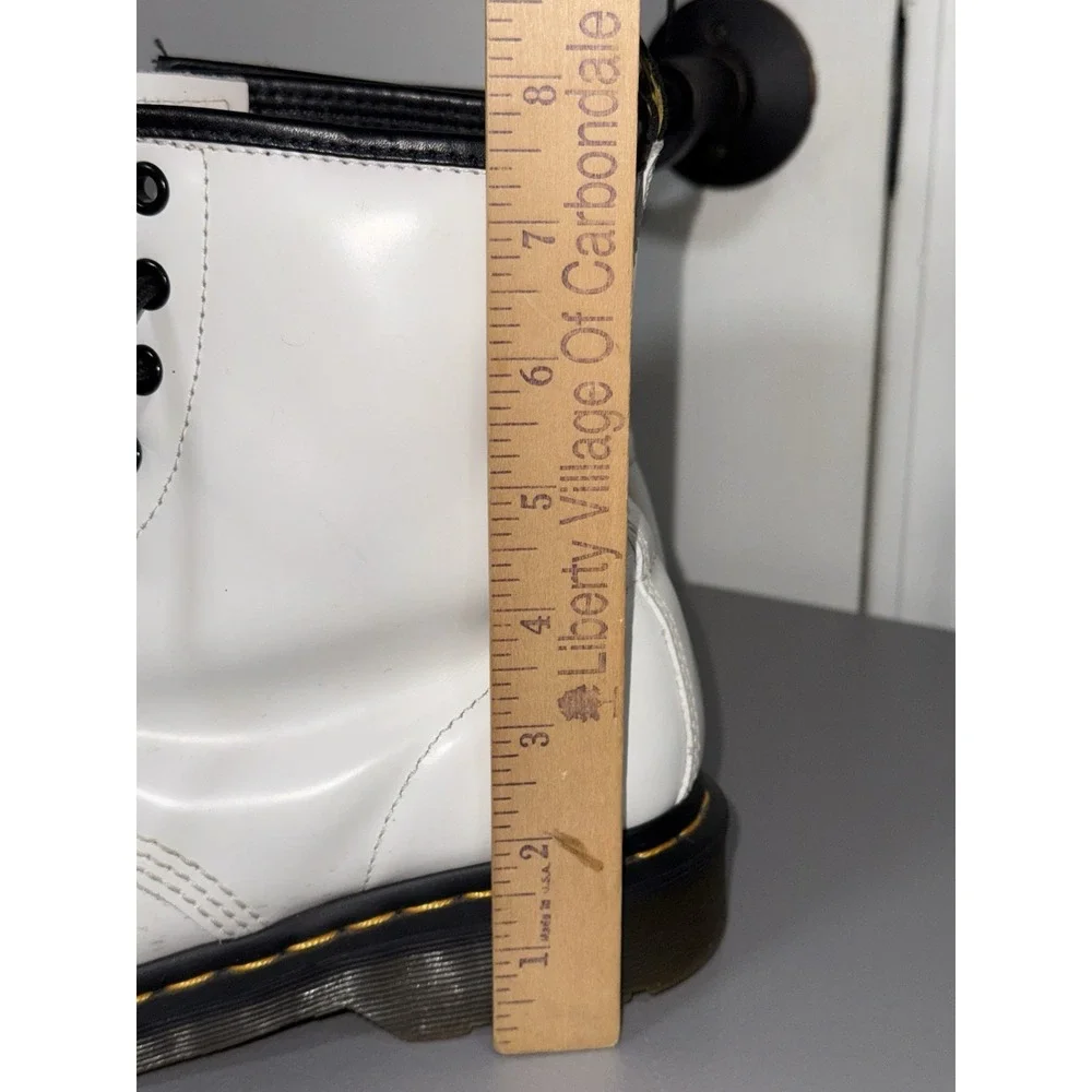 Dr Martens Women's 10 Patent Leather White Lace Up Combat Boots Grunge 1468